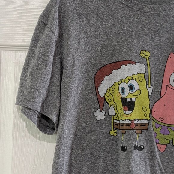 Nickelodeon Men's Gray SpongeBob & Patrick Christmas T-Shirt, Size Large - Picture 5 of 12